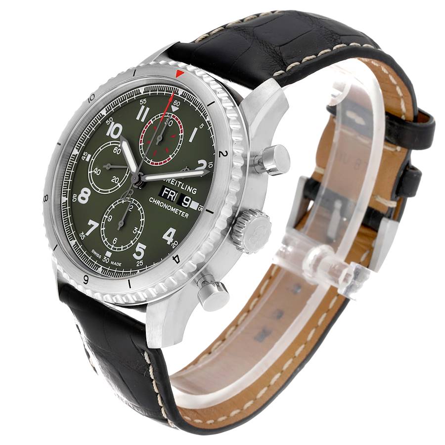 Breitling Aviator 8 Curtiss Warhawk Green Dial Steel Mens Watch A13316