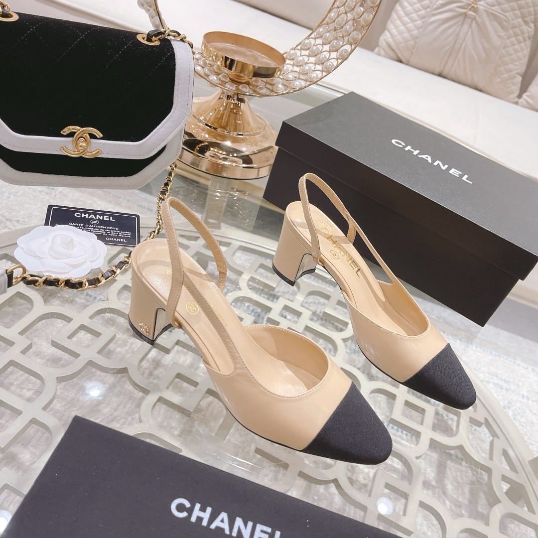 Chanel Slingbacks Grosgrain Beige & Black G31318 Y50006 C8378