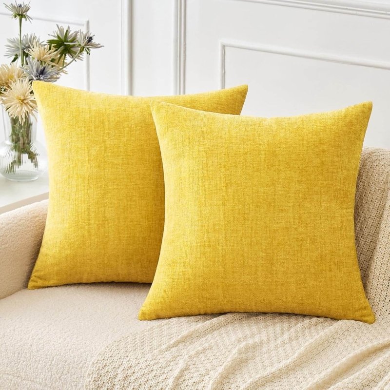 Soft Chenille Solid Dyed Pillow Covers (Pack of 2)