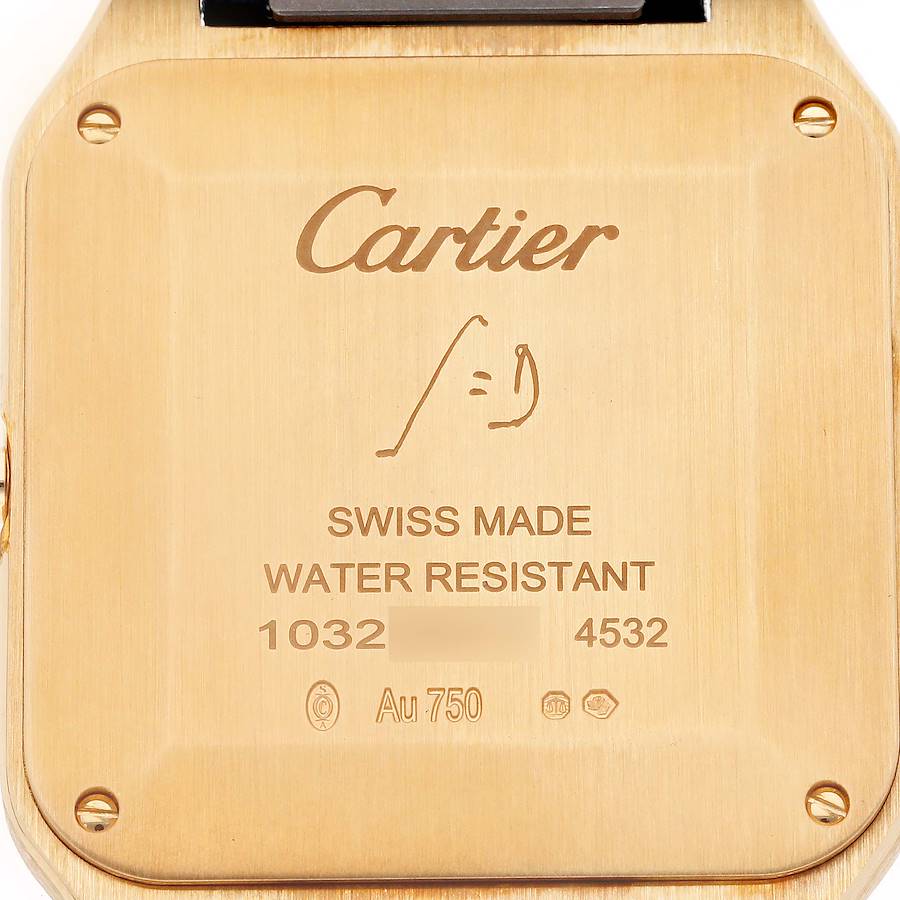 Cartier Santos Dumont Yellow Gold Blue Dial Mens Watch WGSA0077
