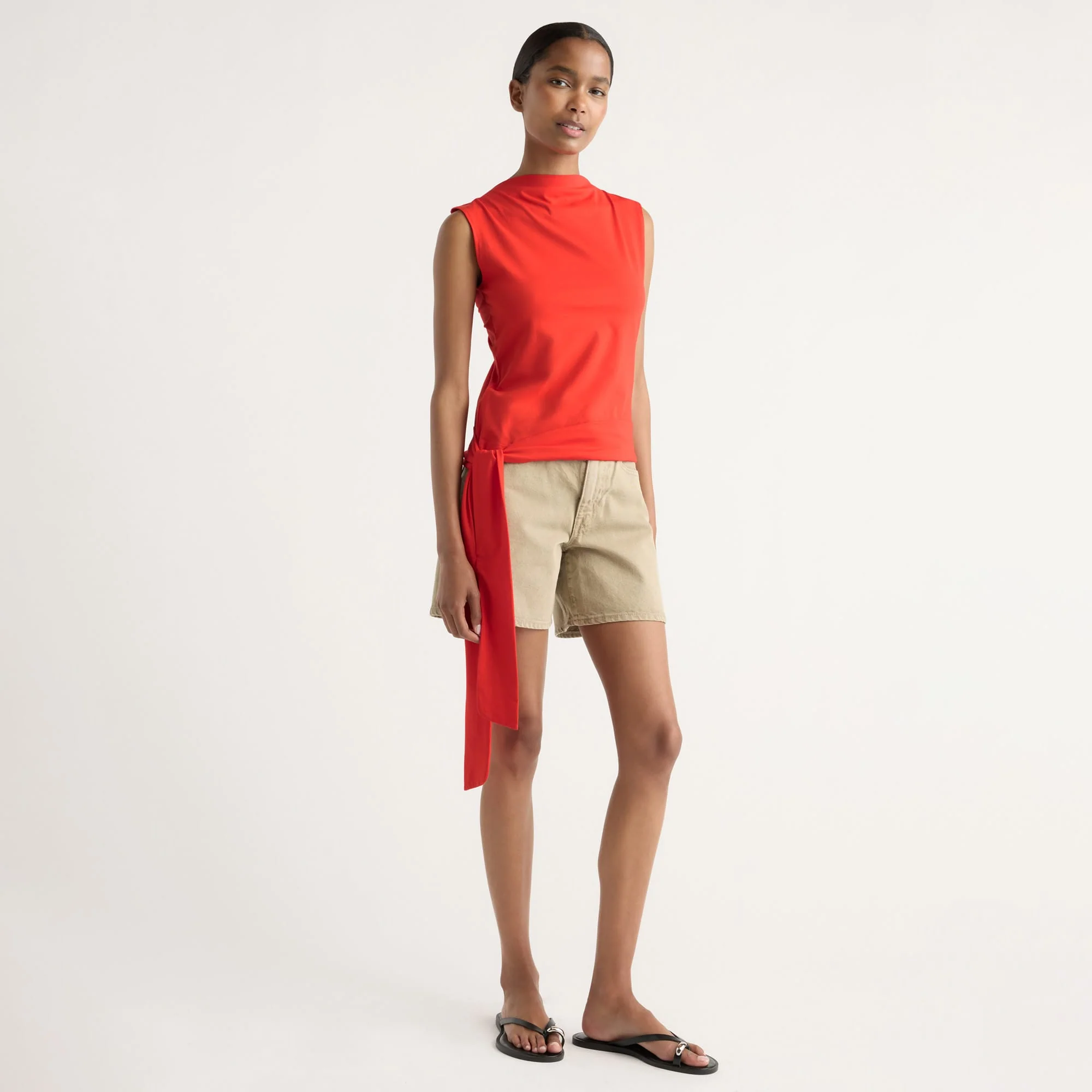 Sylvia Tie-Hem Slit-Neck Tank