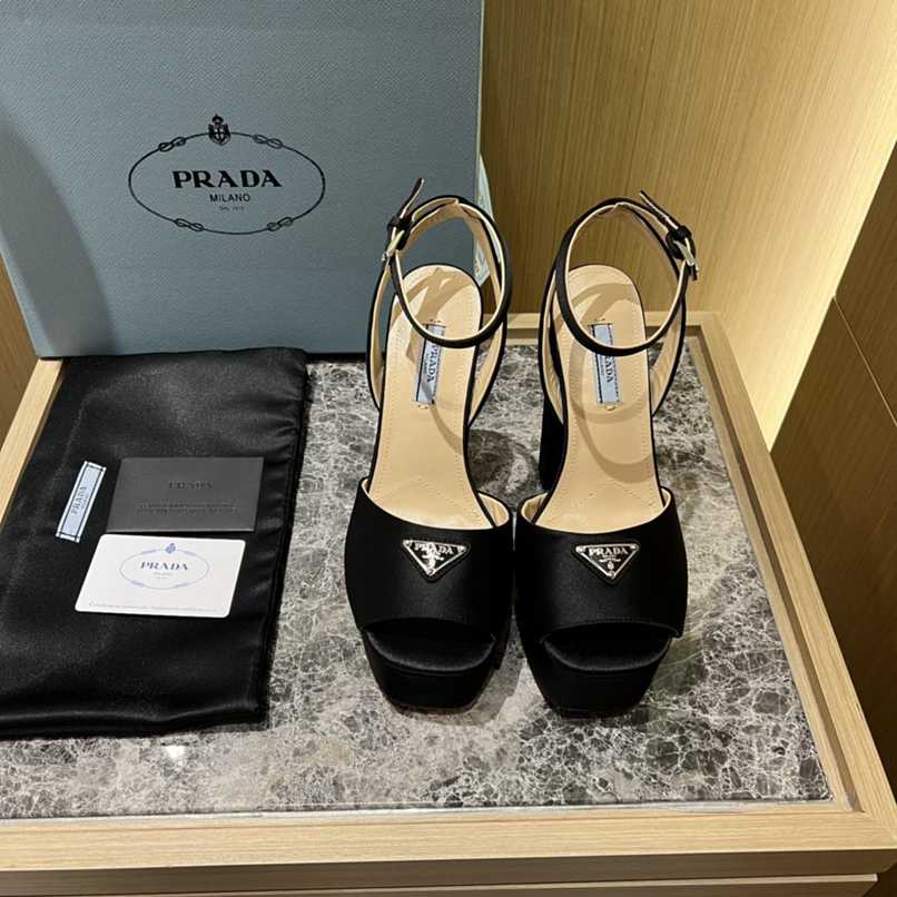 Prada High Heeled Satin Sandals Black 1Xp48B 049 F0002 F 135