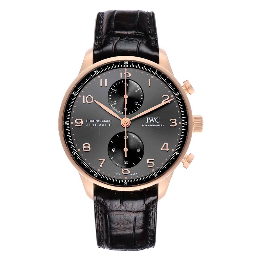IWC Portugieser Chronograph Rose Gold Slate Dial Mens Watch IW371610