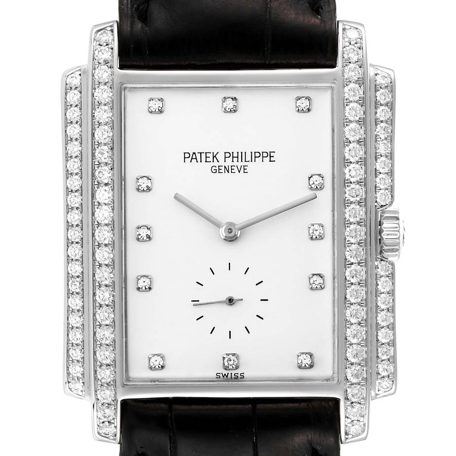 Patek Philippe Gondolo 18k White Gold Diamond Mens Watch 5025