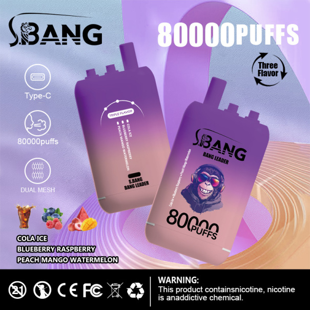 Bang Leader 80K Puffs 3-in-1 Prefilled Vape Device - 3 Flavours, Rechargeable, 850mAh