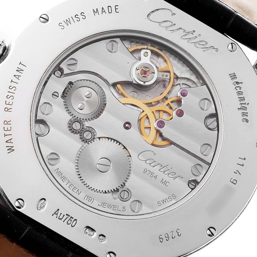 Cartier Ronde Louis White Gold Pave Diamond Mens Watch WR007004