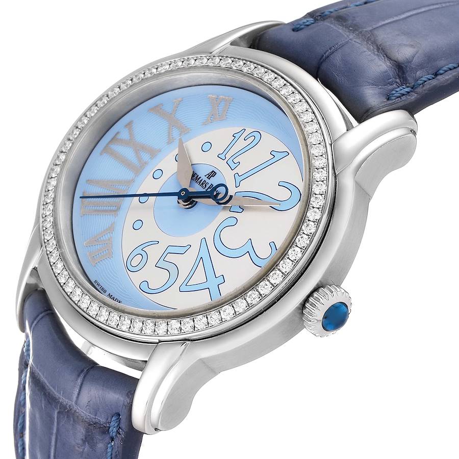 Audemars Piguet Millenary Blue Dial Steel Diamond Ladies Watch 77301ST