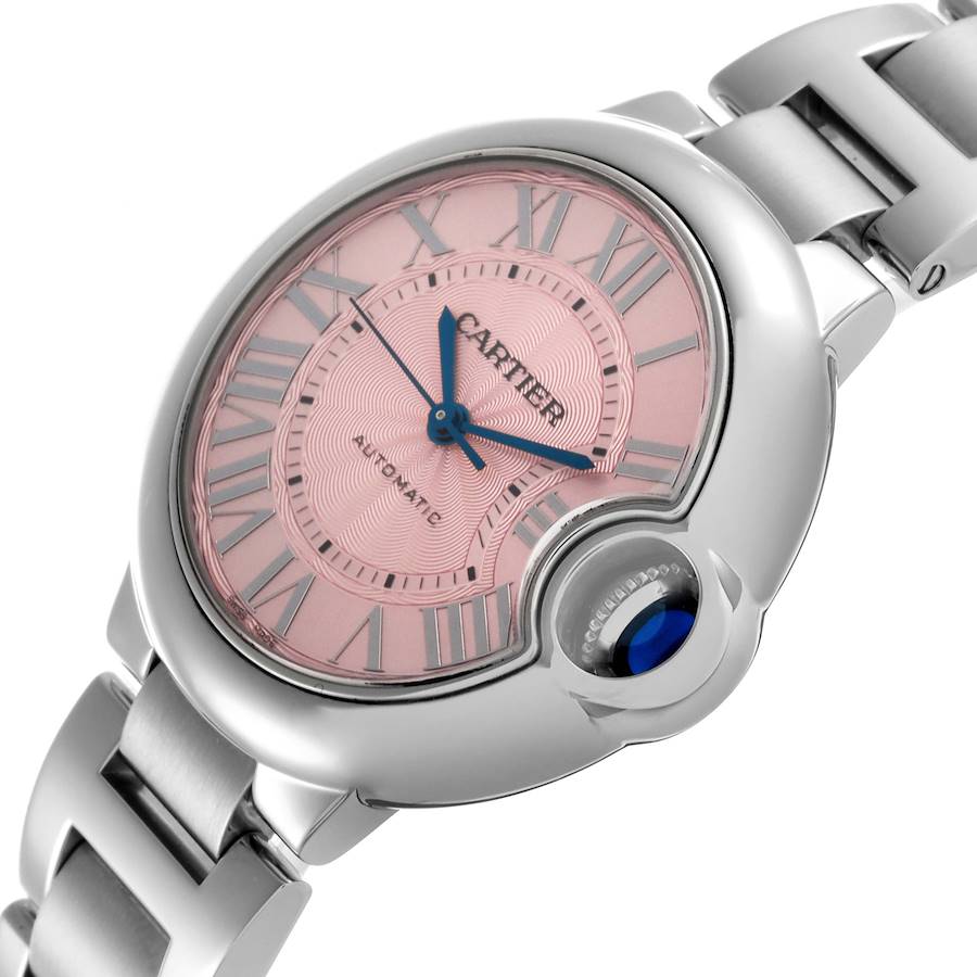 Cartier Ballon Bleu 33 Midsize Steel Pink Dial Ladies Watch W6920100