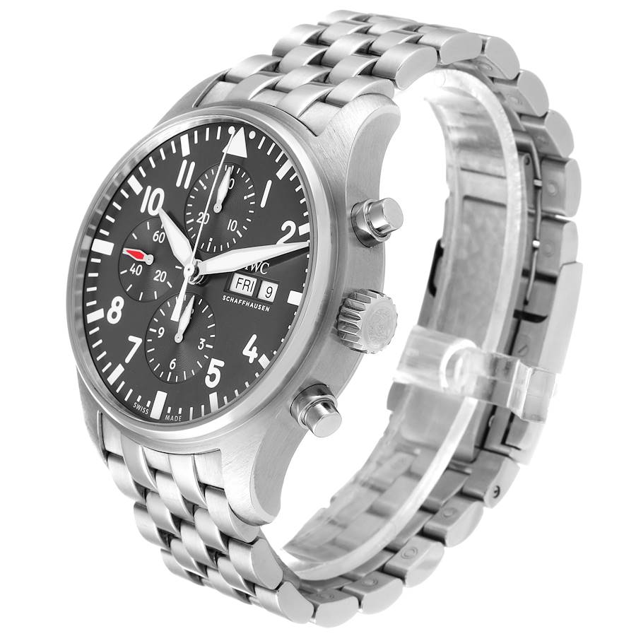 IWC Pilot 41mm Gray Dial Chronograph Steel Mens Watch IW388102