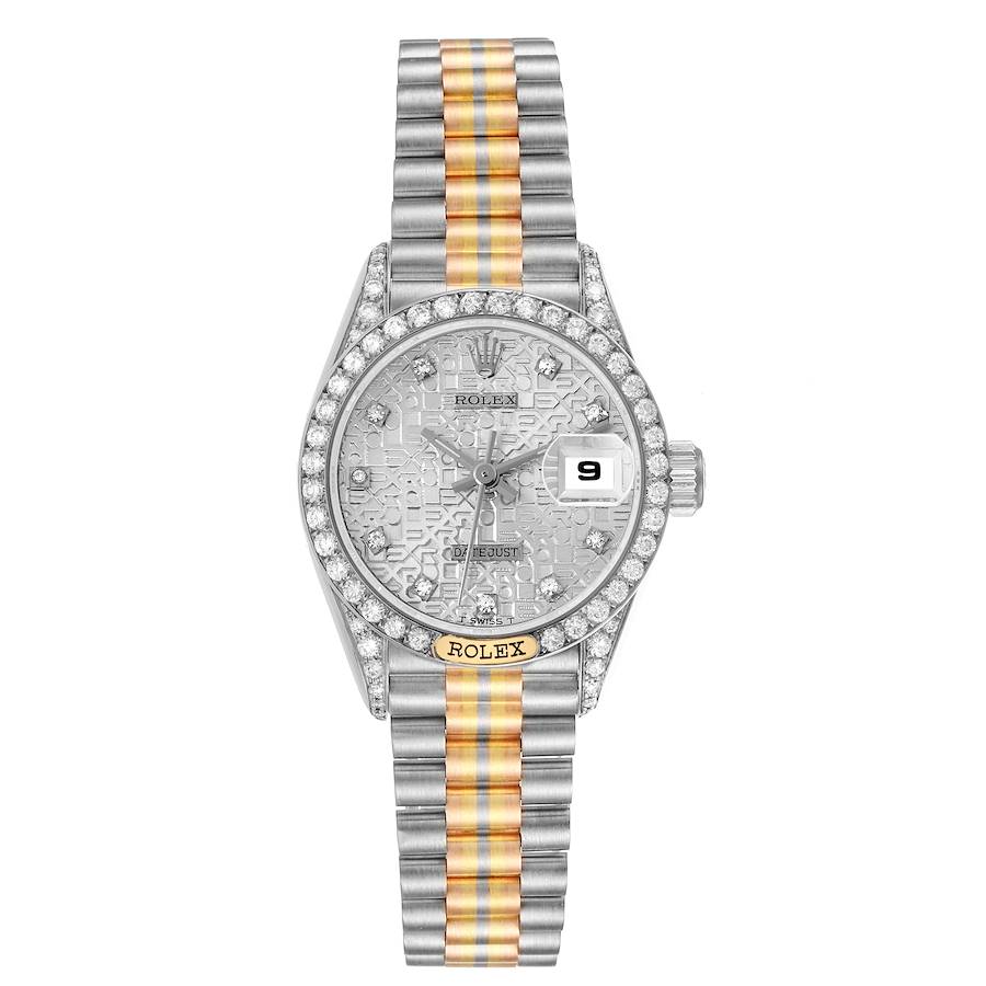 Rolex President Tridor White Yellow Rose Gold Diamond Ladies Watch 69159