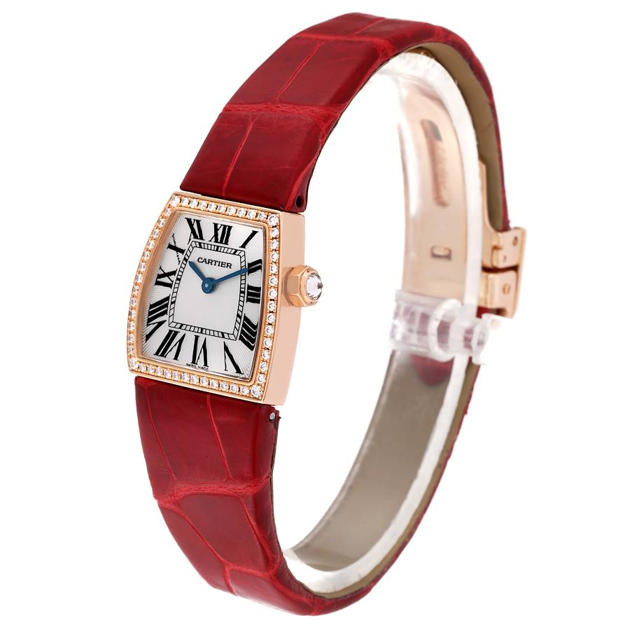 Cartier La Dona Rose Gold Diamond Red Strap Ladies Watch WE600651