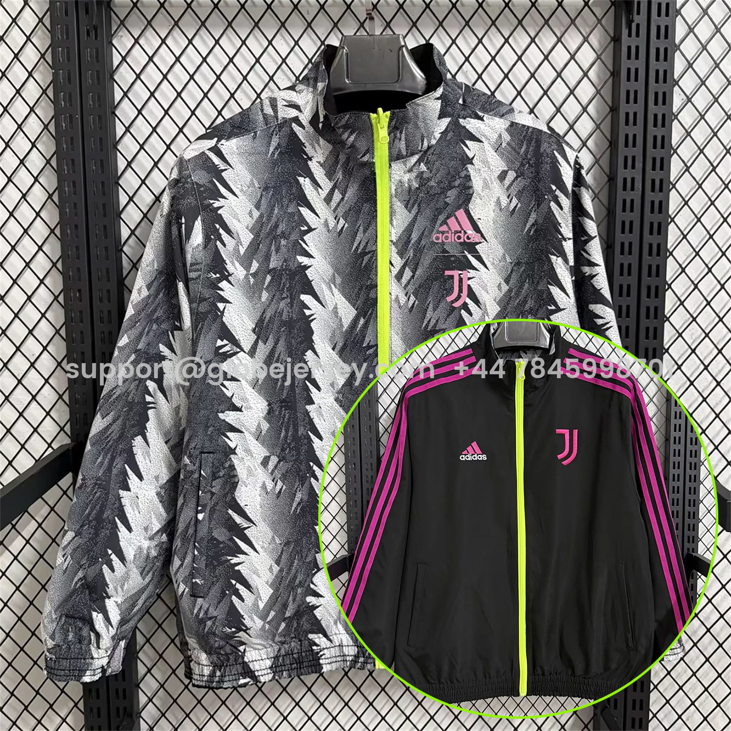 Juventus 25-26 Double Sided Reversible Windbreaker - Black & Grey