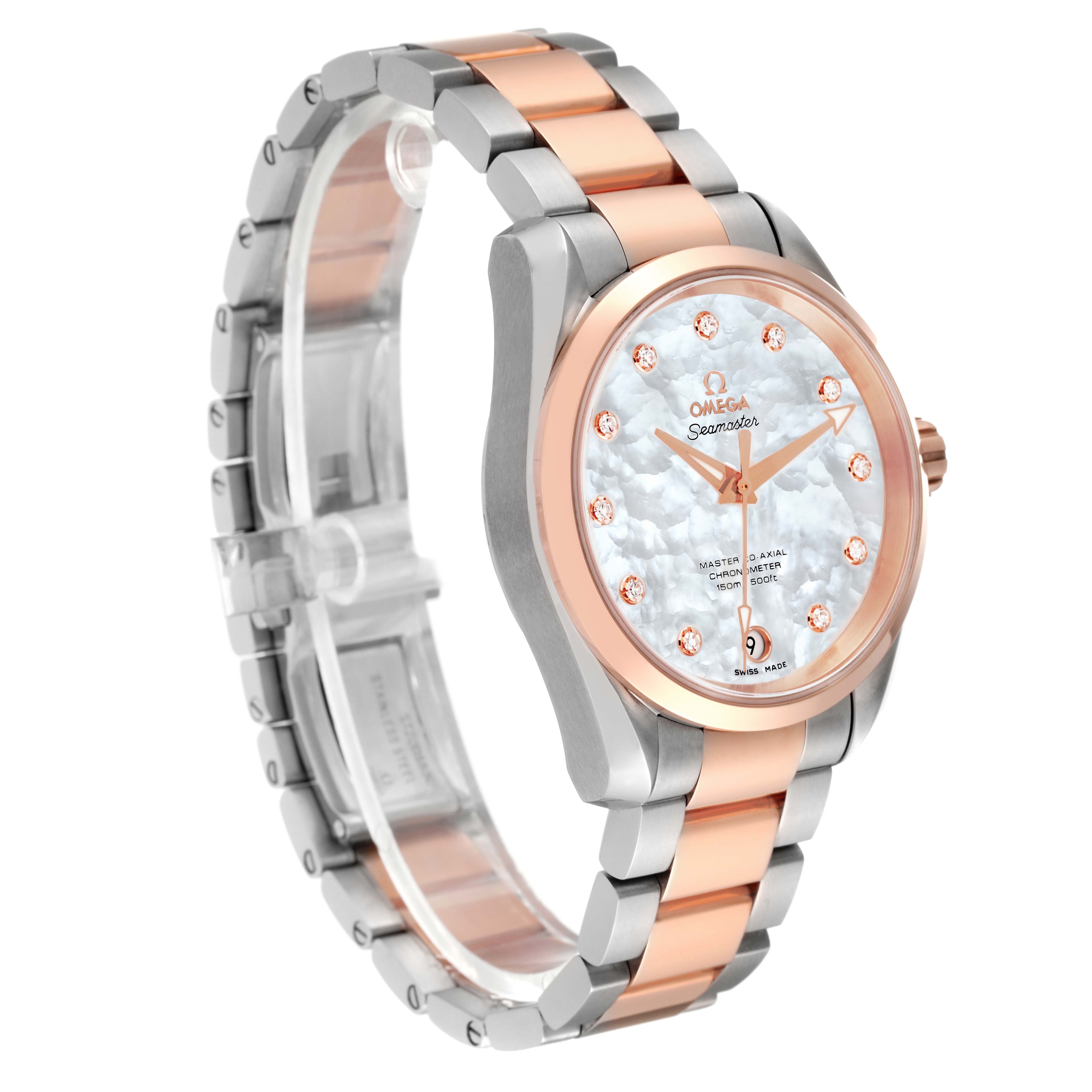 Omega Aqua Terra Rose Gold Mother of Pearl Diamond Ladies Watch 38.5 MM 231.20.39.21.55.003