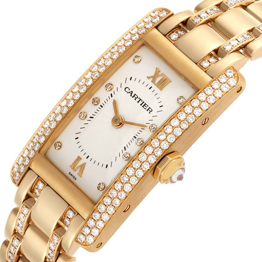 Cartier Tank Americaine Yellow Gold Diamond Ladies Watch WB7025JL