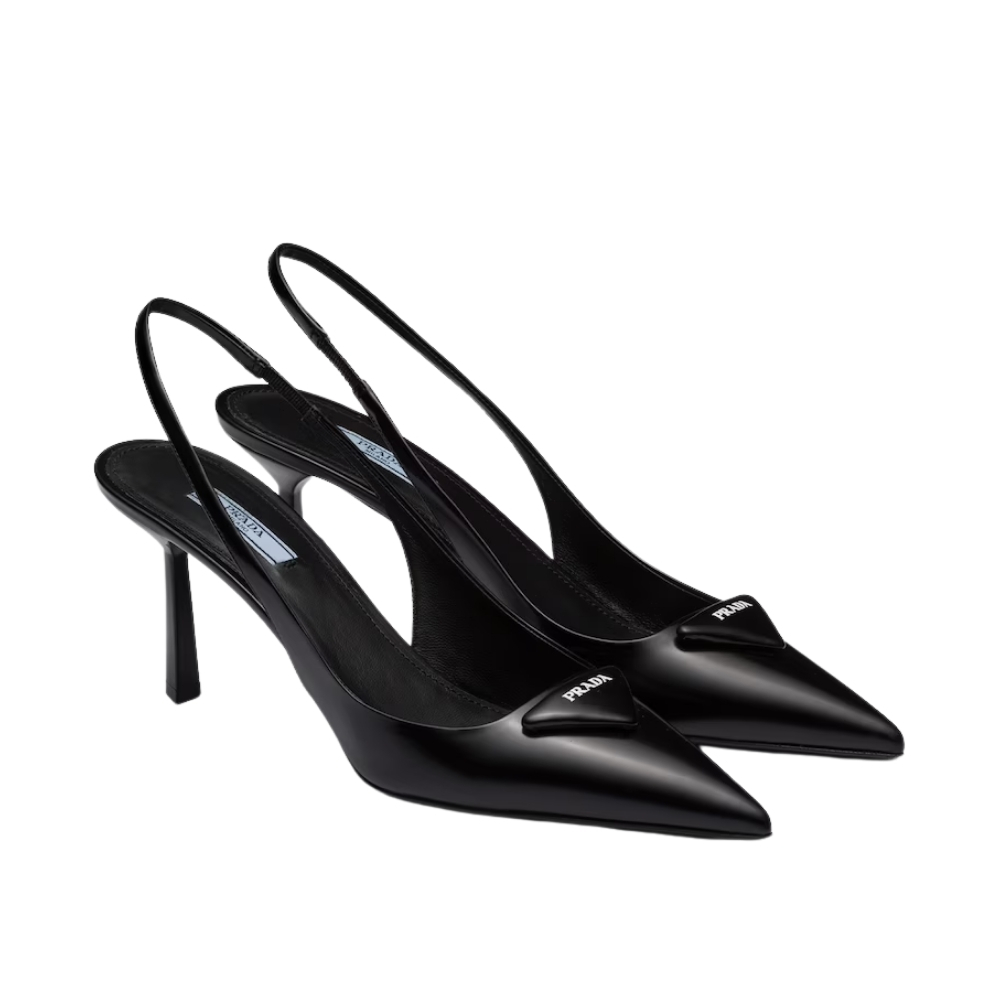 Prada Brushed Leather Slingback Pumps Black 1I901M 055 F0002 F 075