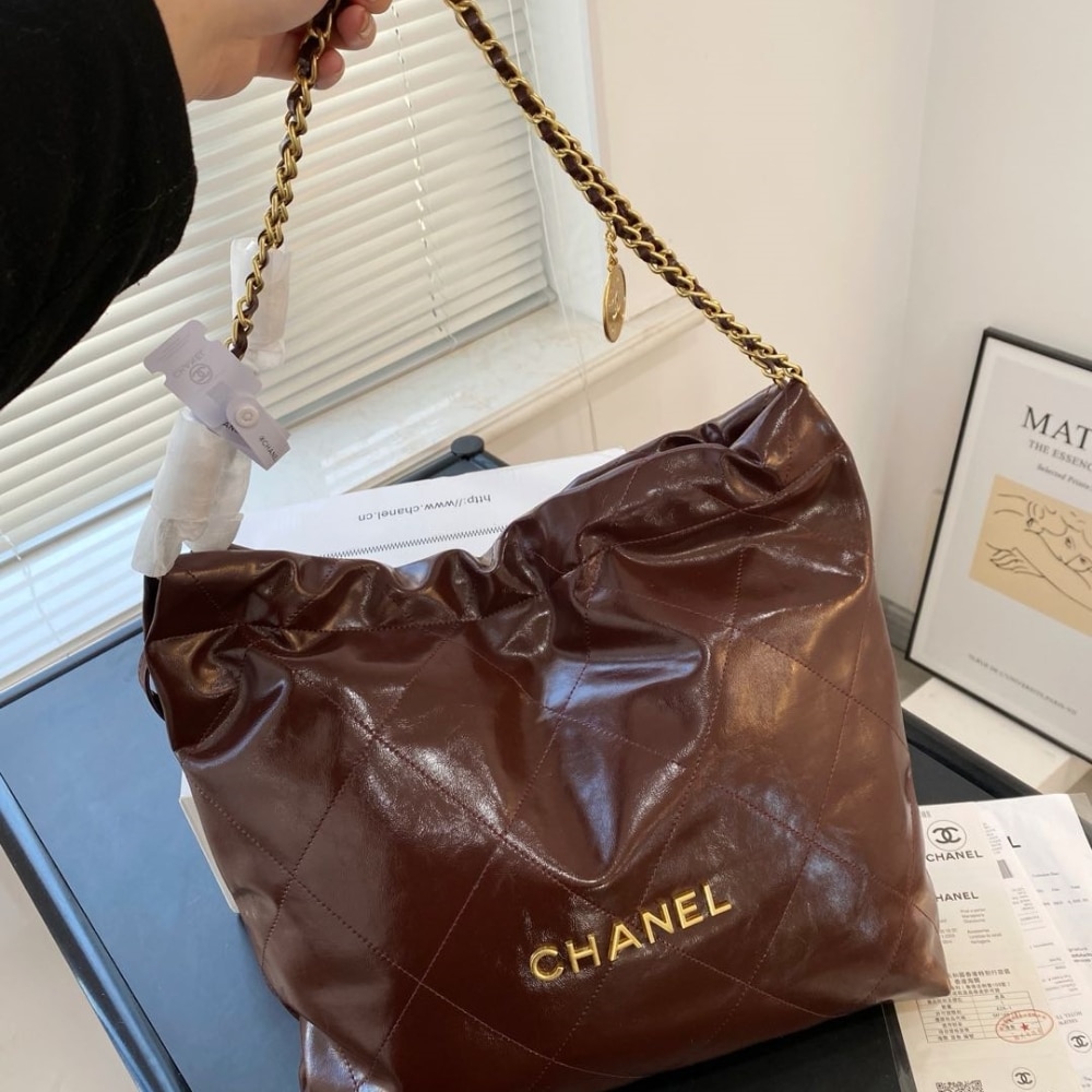 Chanel 22 Large Handbag Dark Brown 41cm