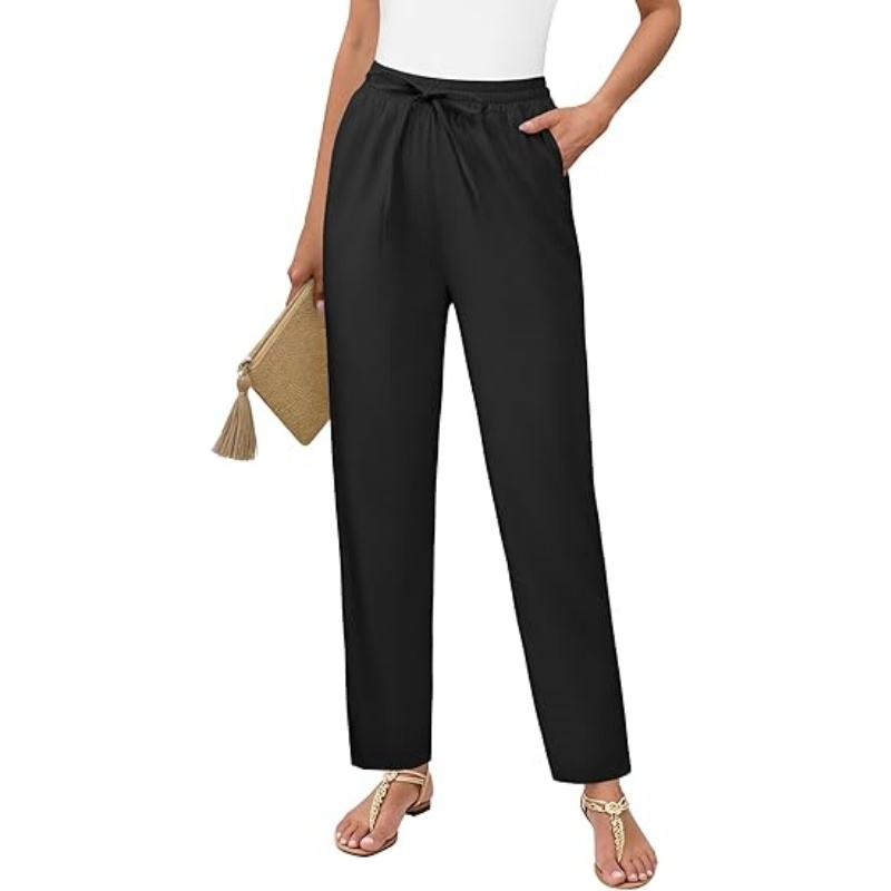 Womens Cropped Linen Pants