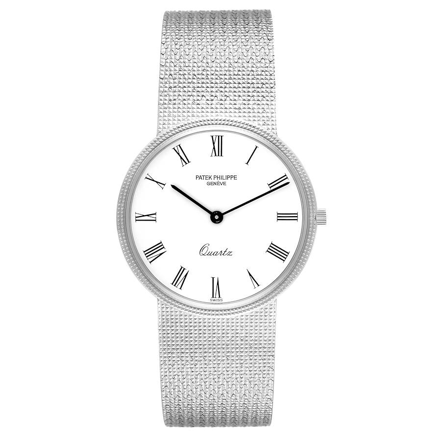 Patek Philippe Calatrava White Gold White Roman Dial Mens Watch 3744