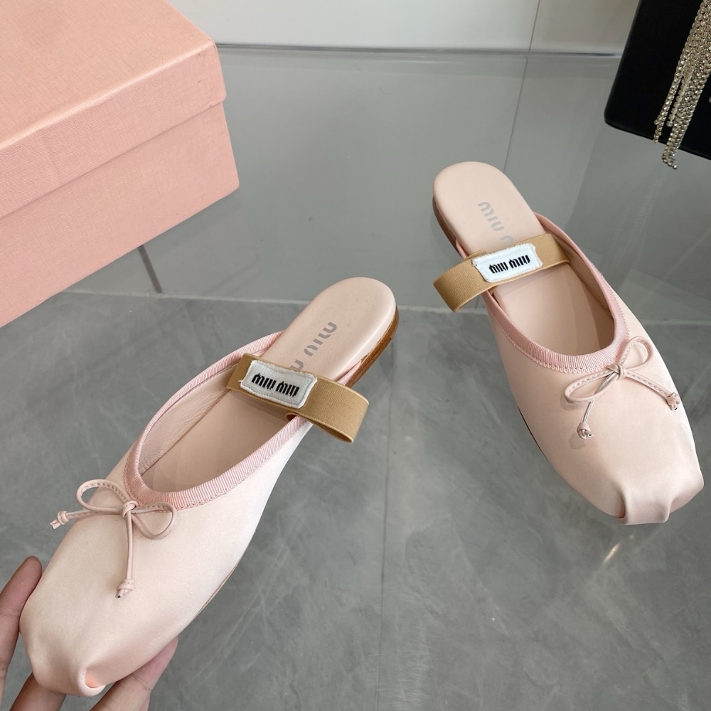 Miumiu Satin Ballerina Mules Orchid Pink 5F451E Qu6 F0615 F 005