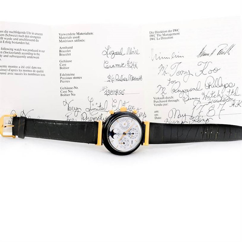 IWC Da Vinci 18K Yellow Gold Ceramic Perpetual Calendar Moonphase Watch 3755