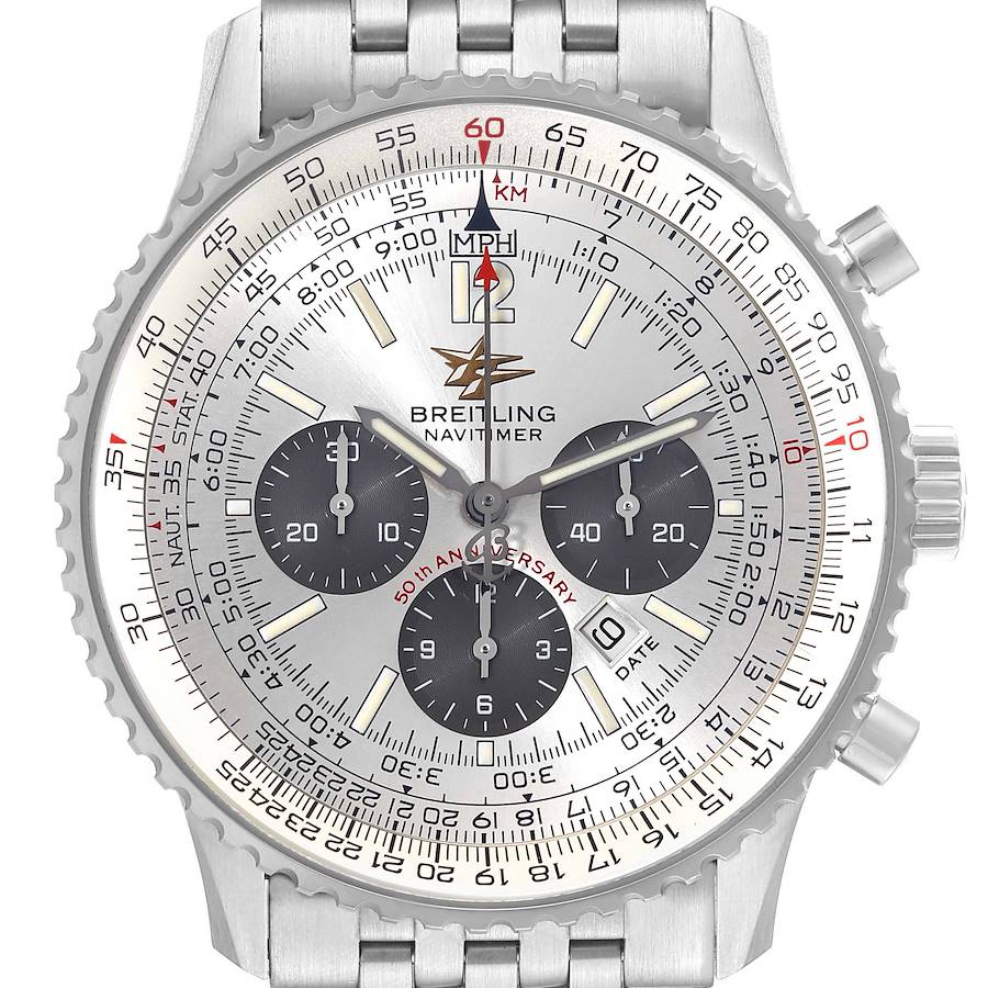 Breitling Navitimer 50th Anniversary Silver Dial Mens Watch A41322