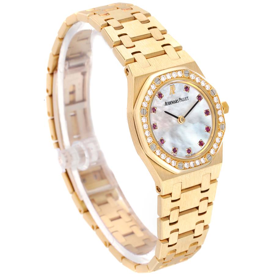 Audemars Piguet Royal Oak Yellow Gold Diamond Rubies Ladies Watch 66344BA