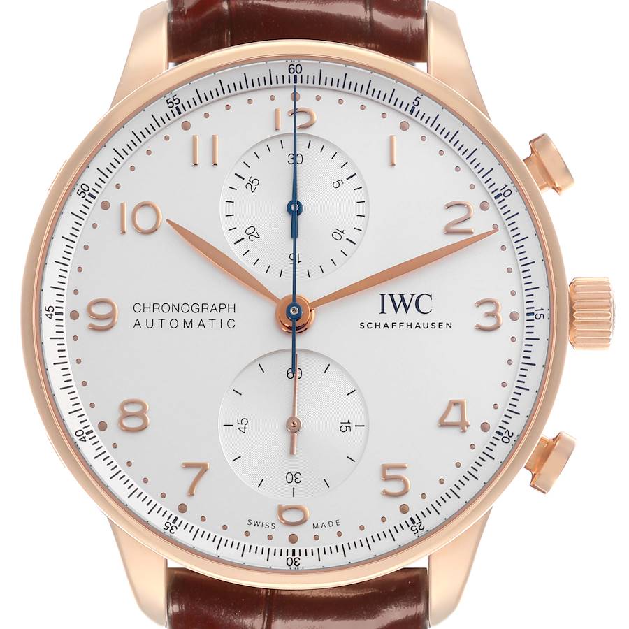 IWC Portuguese Chronograph Rose Gold Silver Dial Mens Watch IW371611