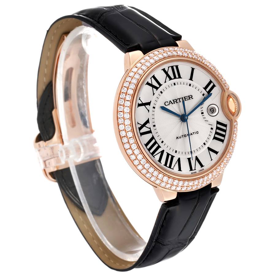 Cartier Ballon Bleu 42 Rose Gold Diamond Mens Watch WE900851