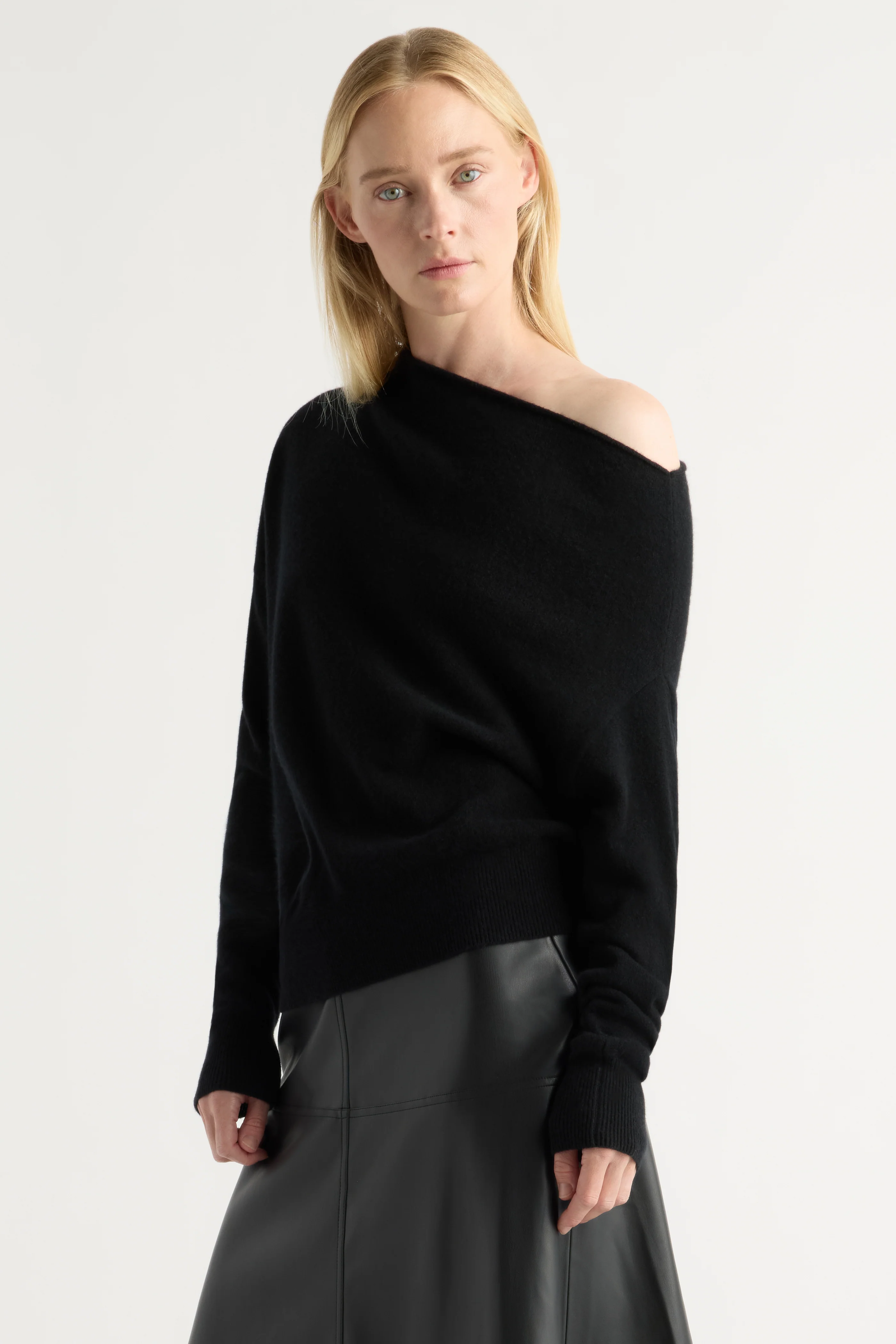 Lan Cashmere Off-Shoulder Sweater
