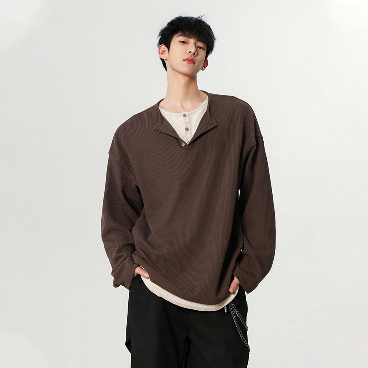 Men's high-end Korean style long-sleeved T-shirt
