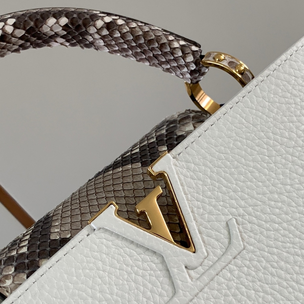 Louis Vuitton Capucines BB White And Python Trim 27cm