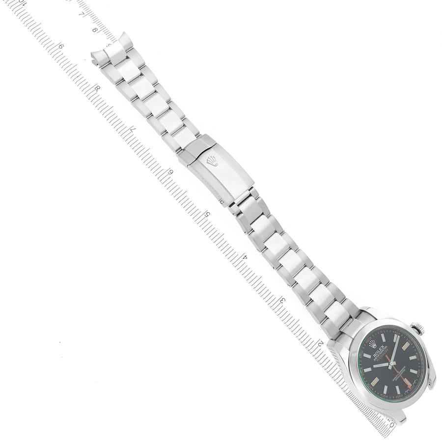 Rolex Milgauss 40 Black Dial Green Crystal Steel Mens Watch 116400 Card