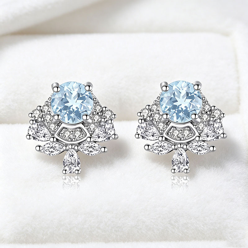GemVibra 925 Silver Drop Earrings with Natural Gemstones & Rhinestones