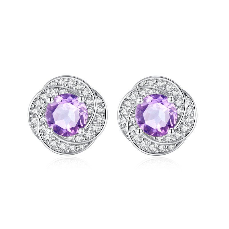 GemVibra Multi-Gemstone Swirl Stud Earrings, 925 Silver with Rhinestone Accents