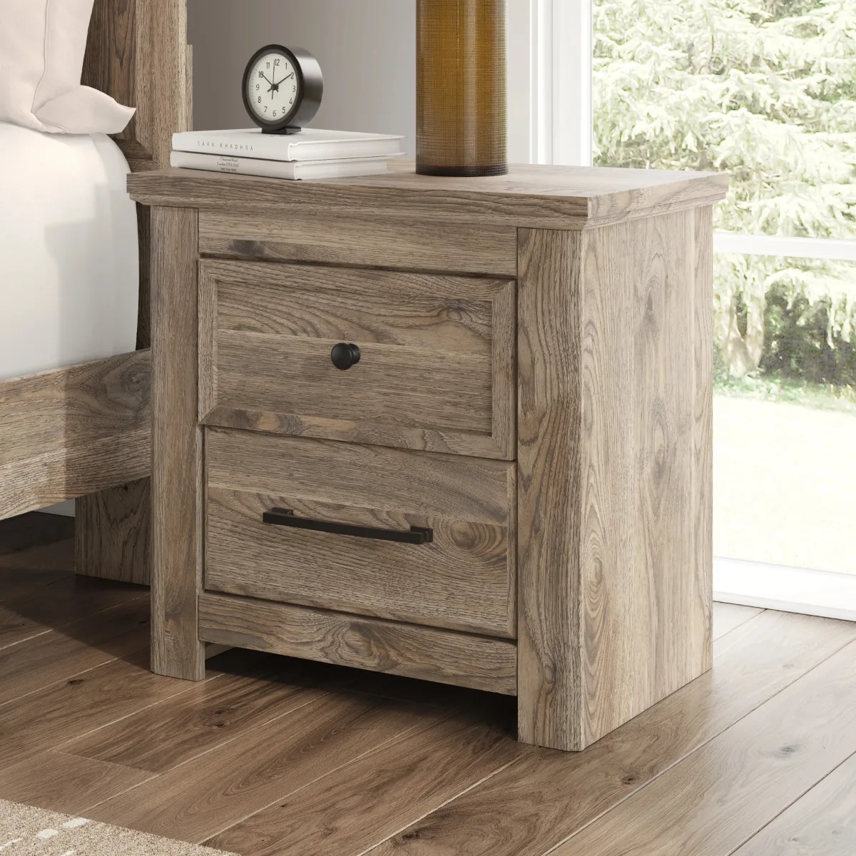 Classic 2-Drawer Wood Night Stand
