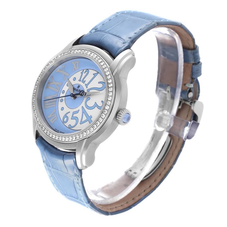 Audemars Piguet Millenary Blue Dial Steel Diamond Ladies Watch 77301ST