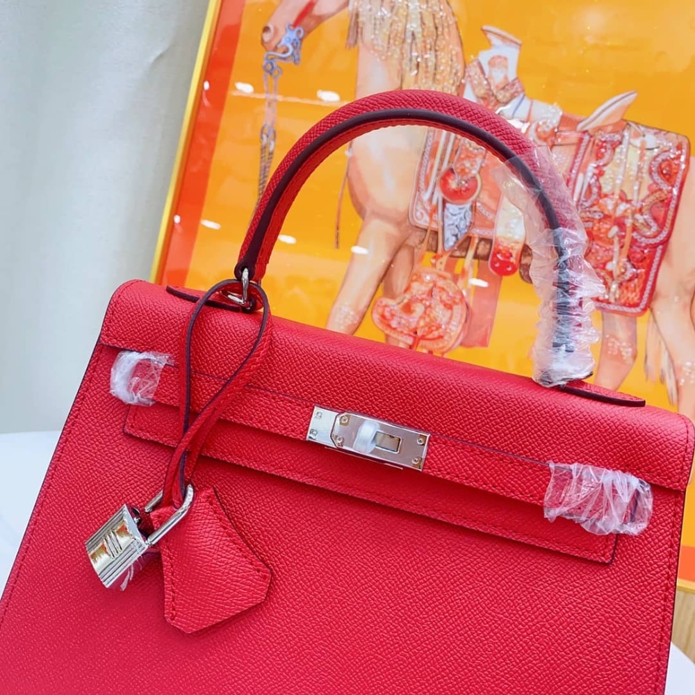 Hermès Kelly Sellier 25 Casaque Epsom Rouge With Silver Hardware In 25Cm