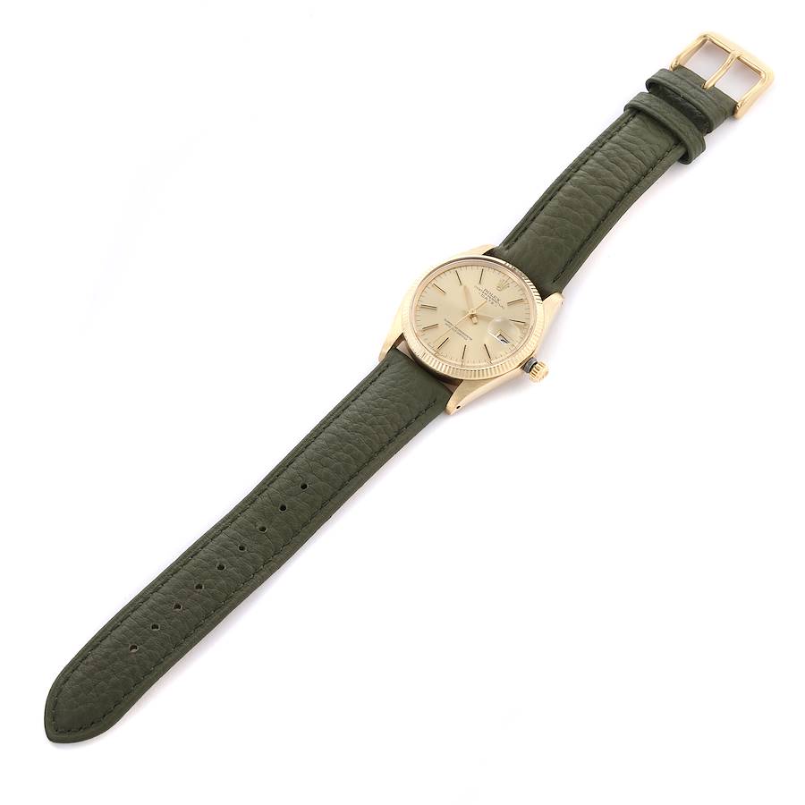 Rolex Date Yellow Gold Leather Strap Automatic Vintage Mens Watch 1503