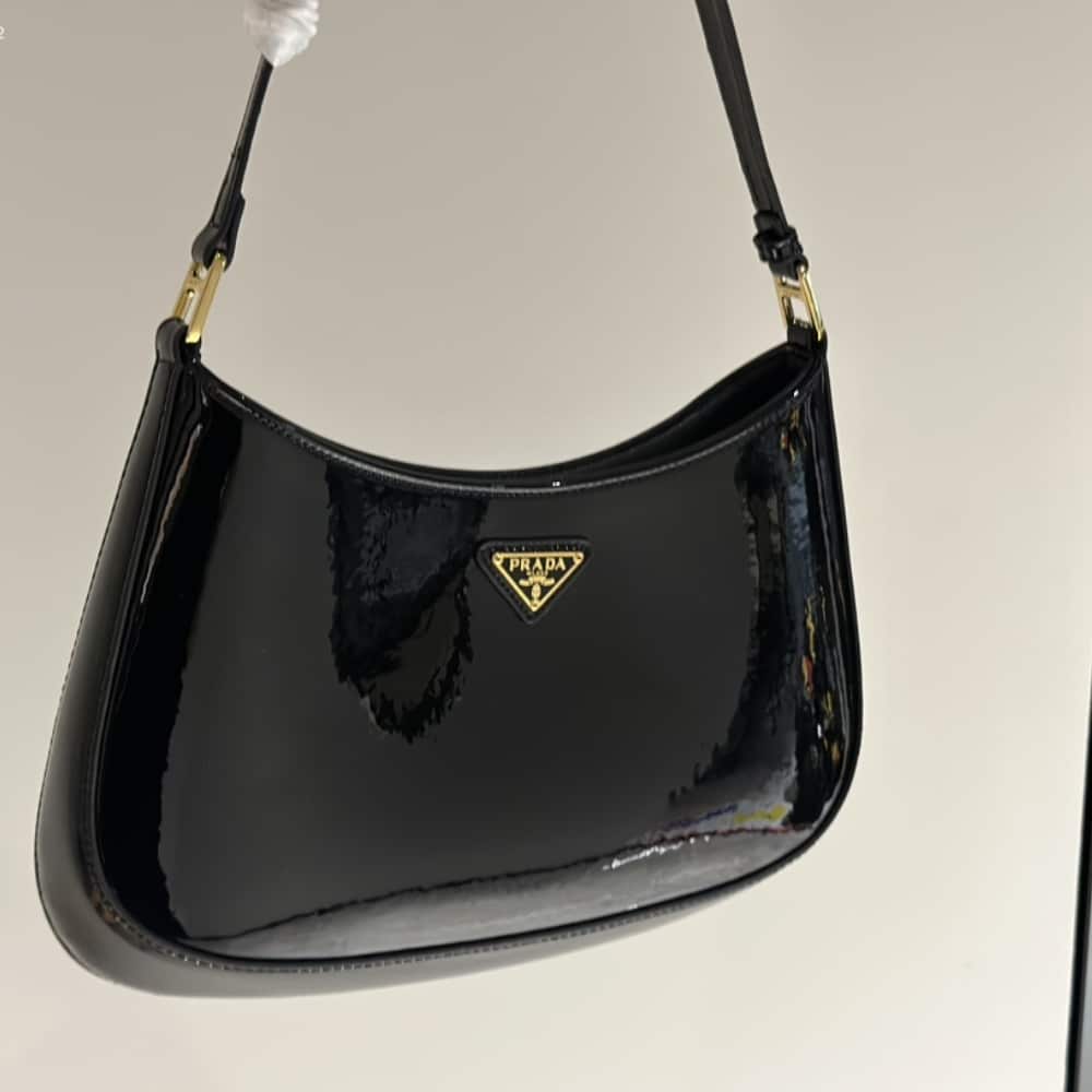 Prada Cleo Patent Leather Bag Black 27cm 1bc169 069 F03kj V Hoo