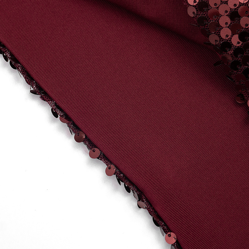 Women Spring Sexy V-Neck Sequined Hardware Buckle Neck Dress