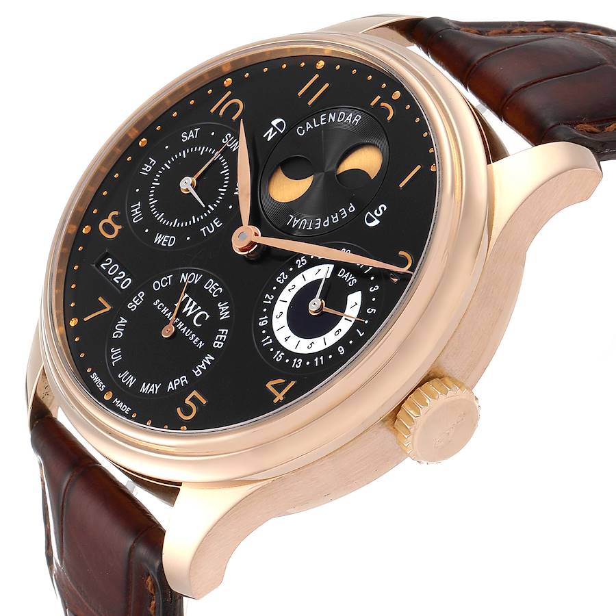 IWC Portuguese Perpetual Calendar Moonphase Rose Gold Mens Watch IW502103