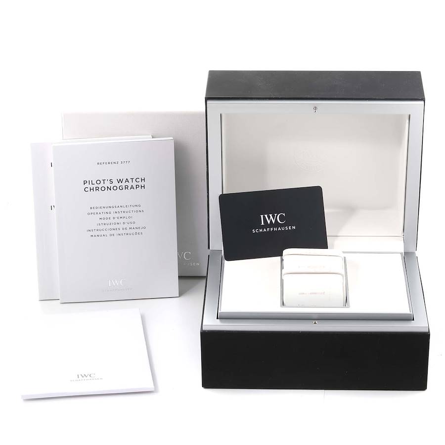 IWC Spitfire Pilot Steel Black Dial Chronograph Mens Watch IW377724