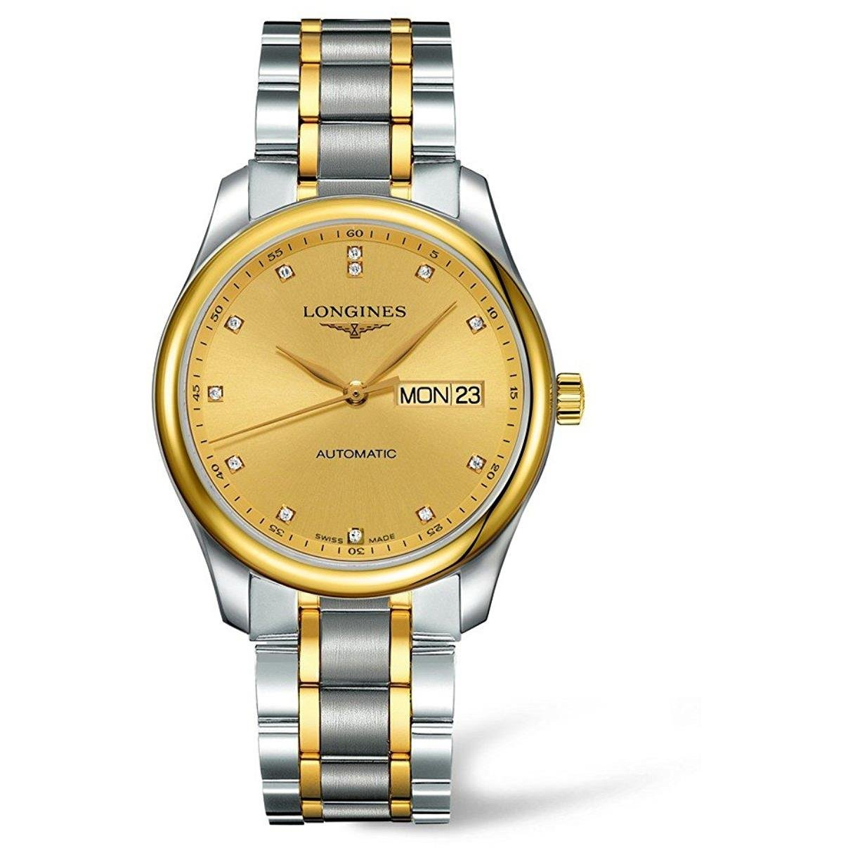Longines Master Collection L2.755.5.37.7 18k Gold and Stainless Steel Diamond Markers Transparent Case Back Men's watch