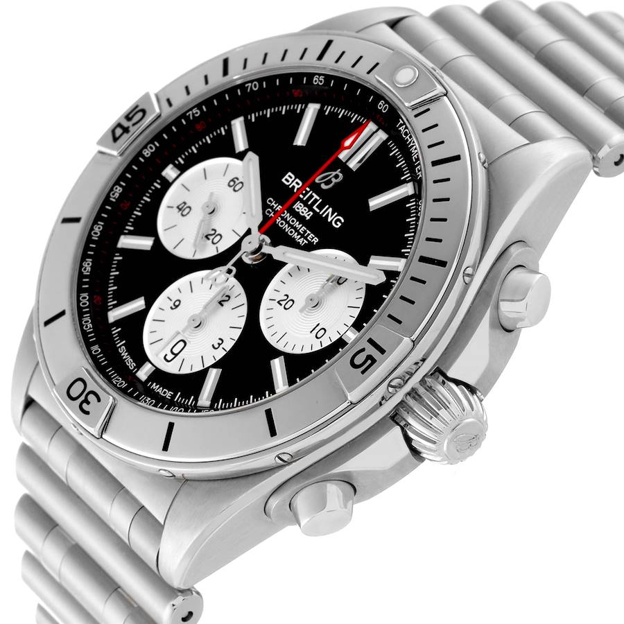 Breitling Chronomat B01 Black Dial Steel Mens Watch AB0134