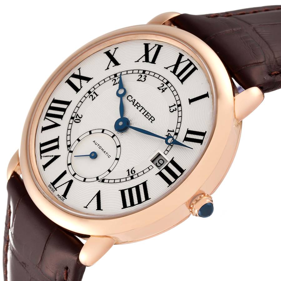 Cartier Ronde Louis Rose Gold Silver Dial Automatic Mens Watch W6801005