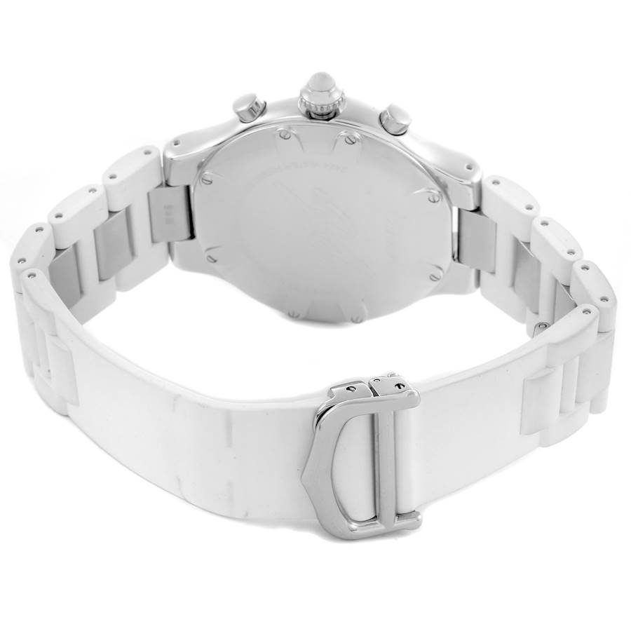 Cartier Must 21 Chronoscaph White Rubber Steel Ladies Watch W10184U2 Papers