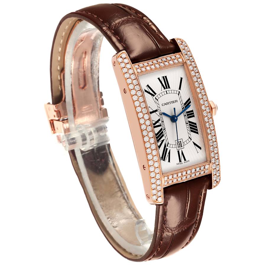 Cartier Tank Americaine Midsize Rose Gold Diamond Ladies Watch WB704751