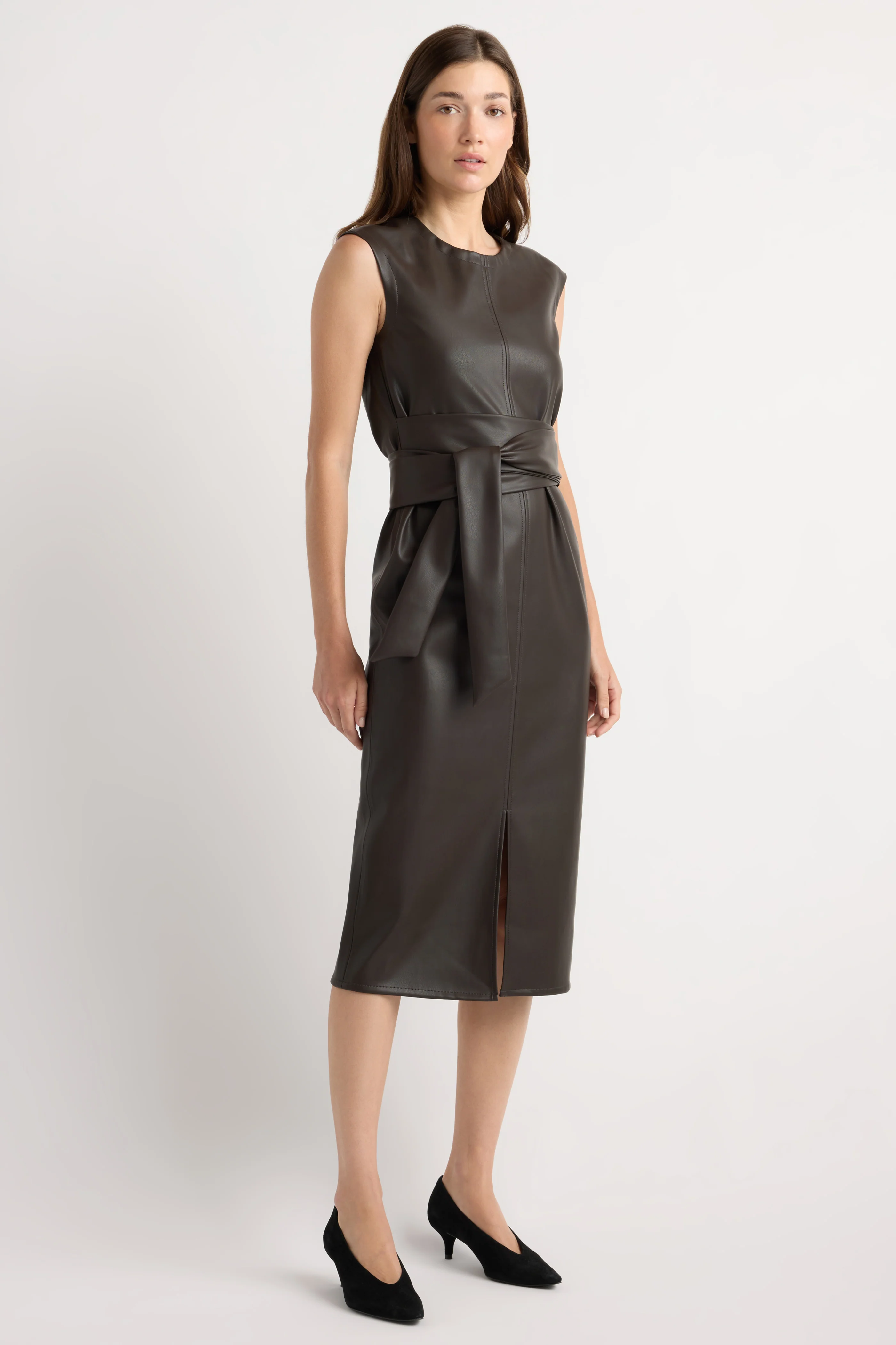 Pilar Vegan Leather Tie-Front Dress