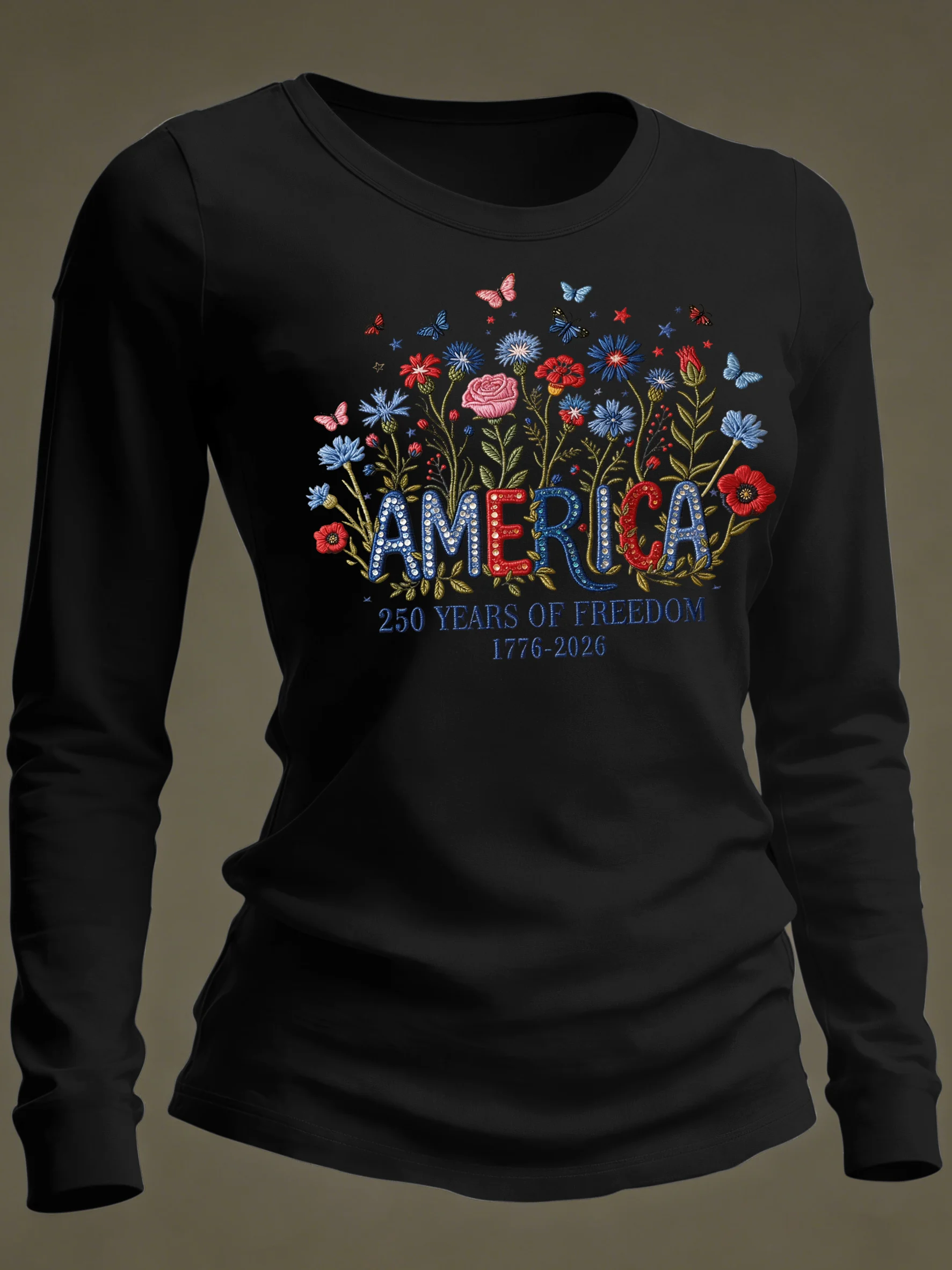 Women's Casual American 250 Commemorative Long-Sleeve T-Shirt