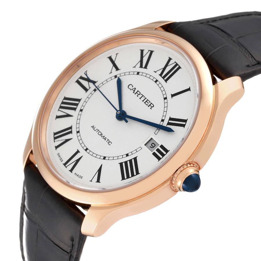 Cartier Ronde Louis Rose Gold Silver Dial Automatic Mens Watch WGRN0011